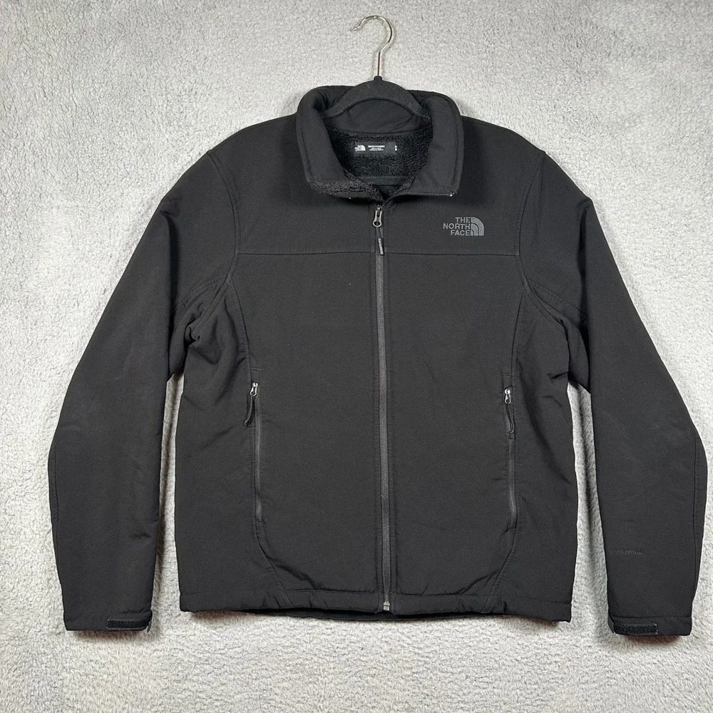 The North Face Mens M WindWall Fleece Lined Softshell Jacket Black Outdoors Hike